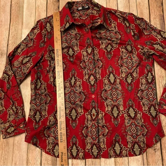 Jones New York Signature Woman 2X Fitted Button Up Blouse long Sleeve - Picture 2 of 9